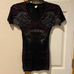 Sinful Black and Purple Graphic Tee